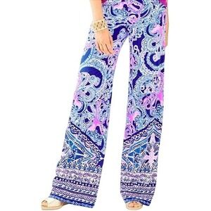 Lilly Pulitzer Bal Harbour Palazzo Pants Blue Grotto Legga Sea Women's Medium